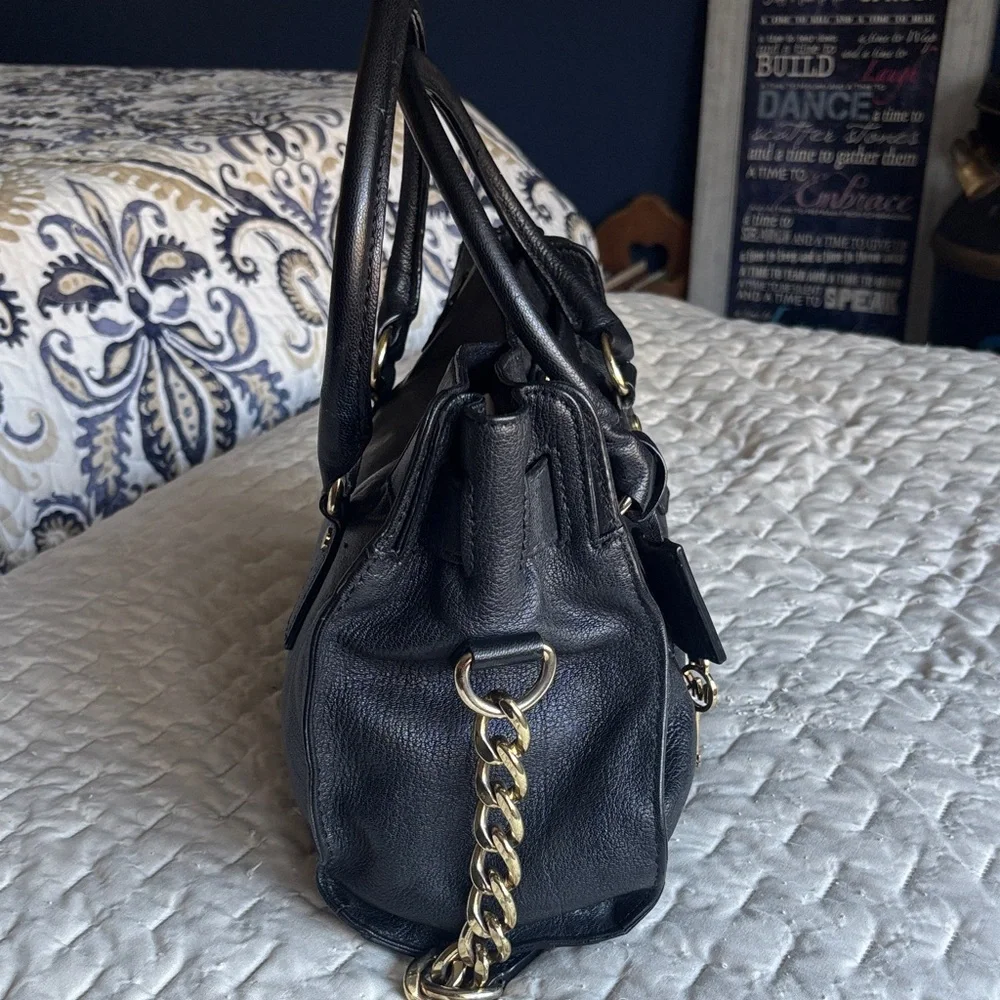Michael Kors Black Satchel with Gold Accents